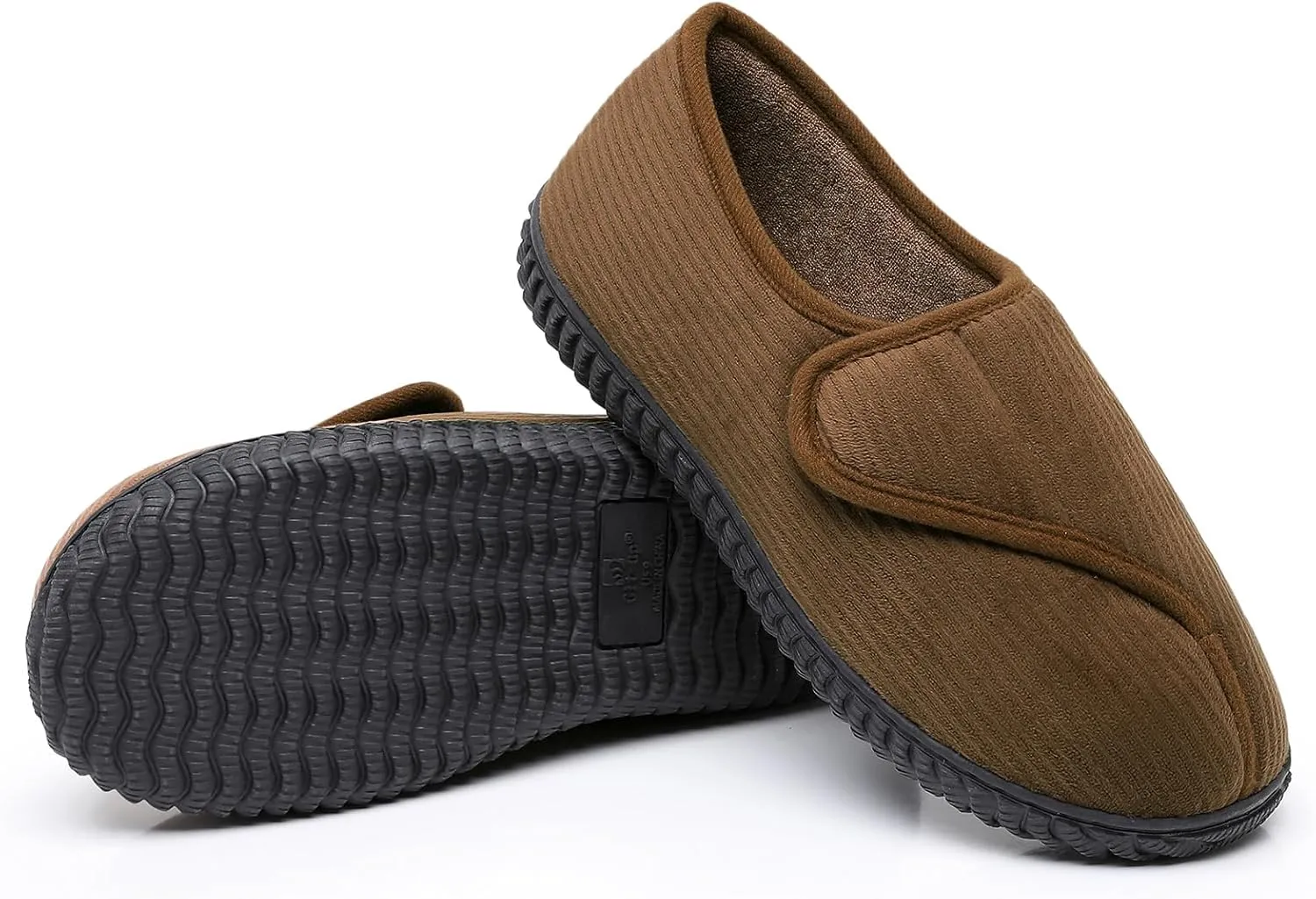Git-up Men Memory Foam Diabetic Slippers Adjustable Arthritis Edema Swollen Feet Wide House Shoes Comfy Soft Non-Slip Plus Size Indoor Outdoor Slipper