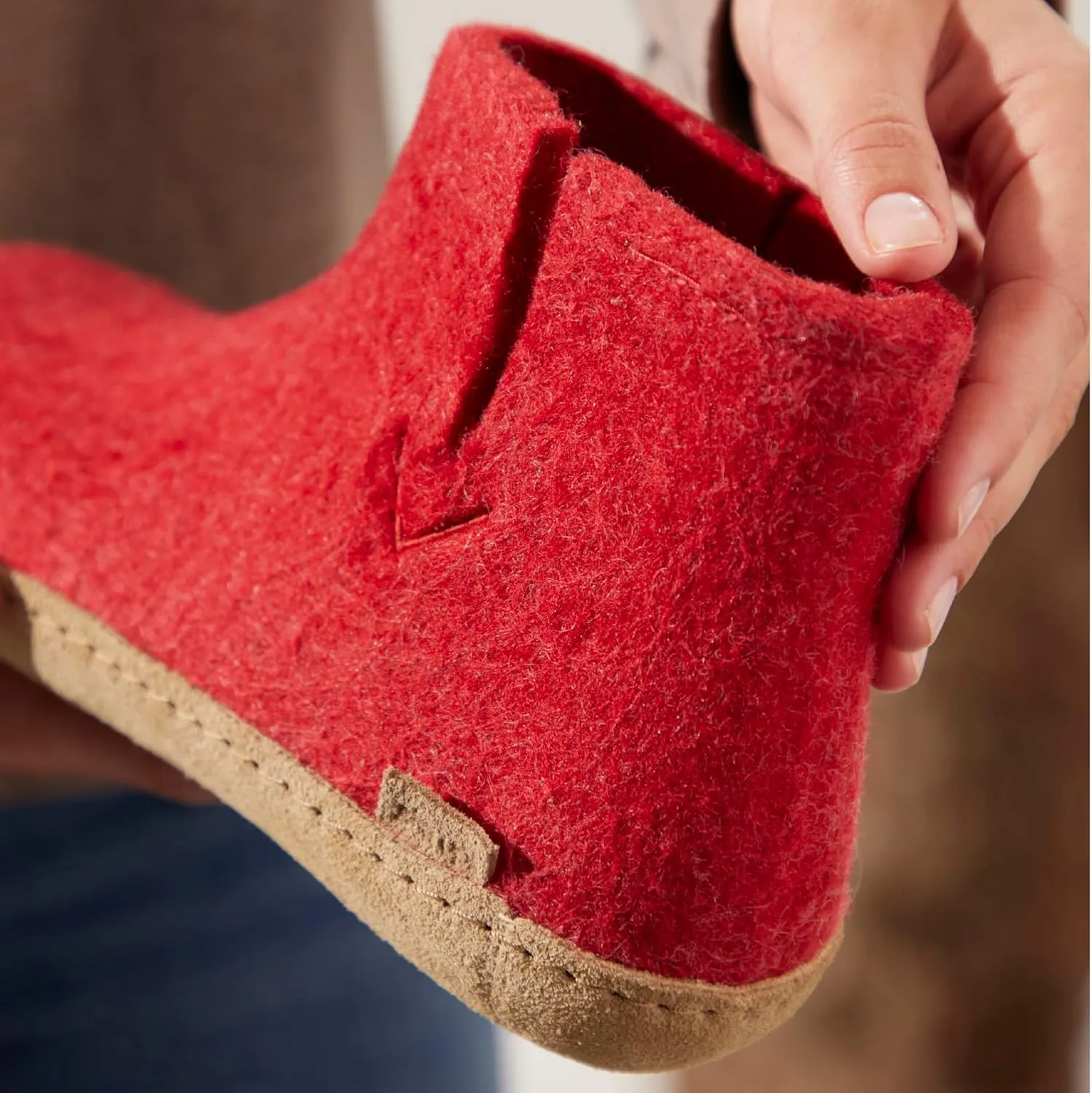 Glerups 100% Gotland Sheep Wool Boot Slipper with leather sole - Unisex