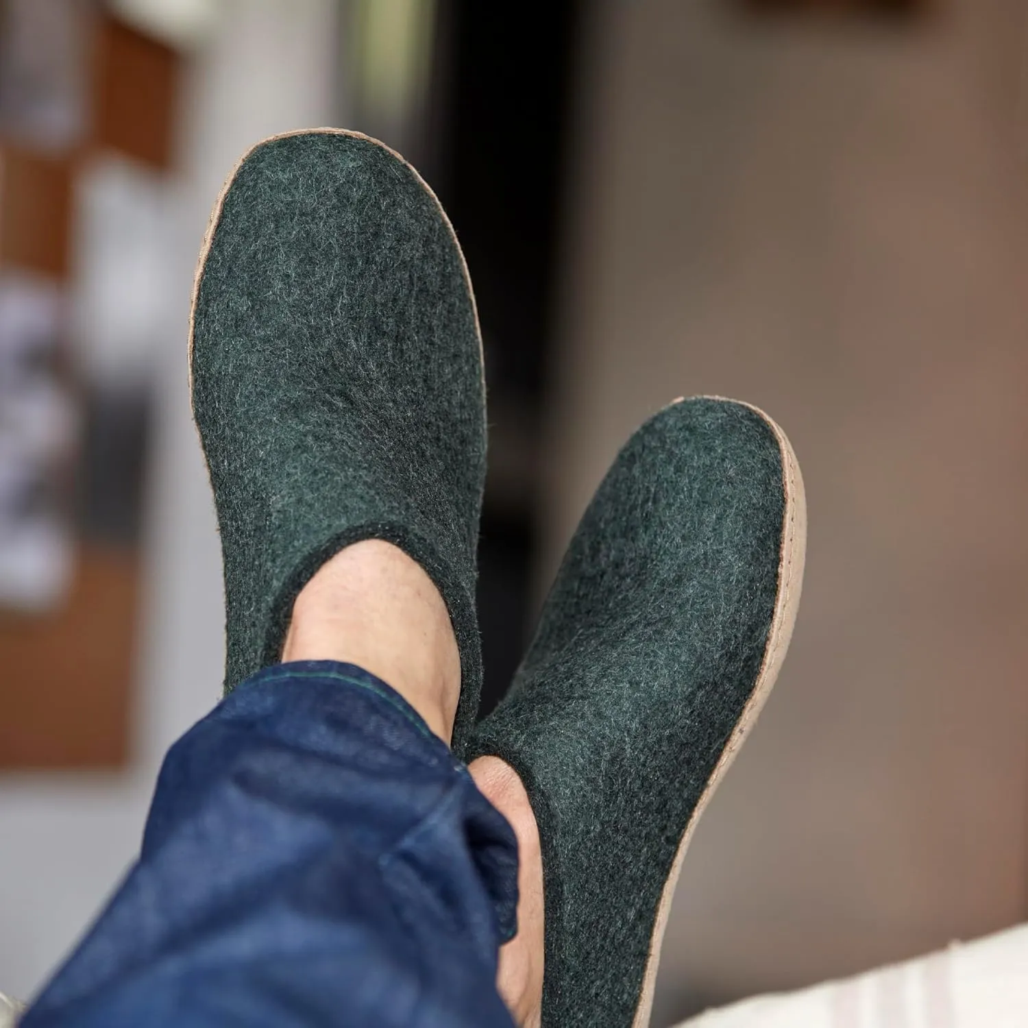 Glerups 100% Gotland Sheep Wool Boot Slipper with leather sole - Unisex