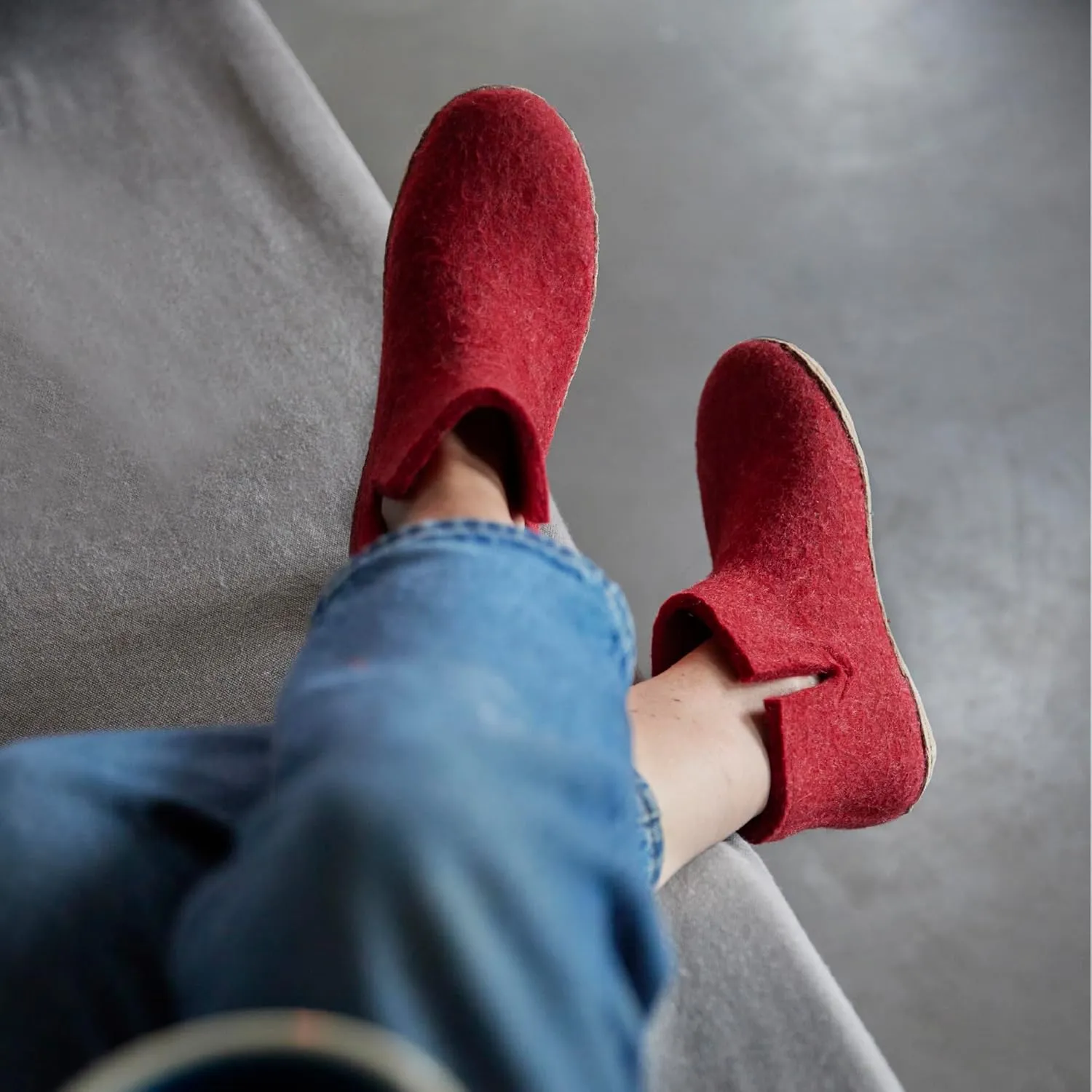 Glerups 100% Gotland Sheep Wool Boot Slipper with leather sole - Unisex