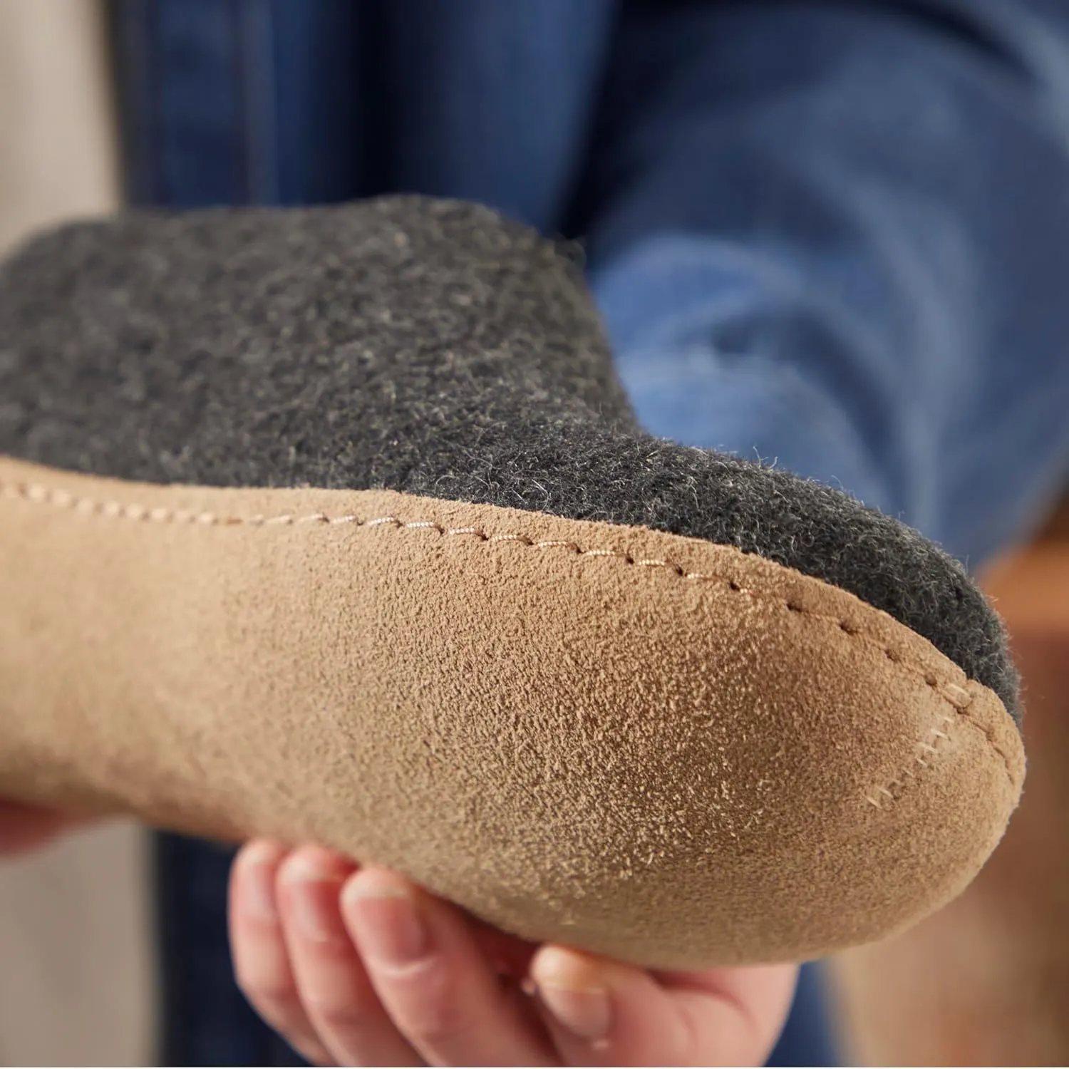 Glerups 100% Gotland Sheep Wool Boot Slipper with leather sole - Unisex
