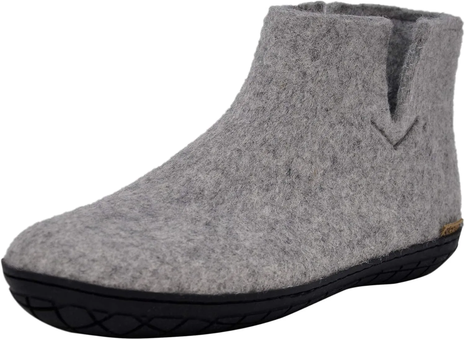 Glerups 100% Gotland Sheep Wool Boot Slipper with rubber sole - Unisex - Grey (Black rubber) - Size 10