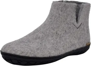 Glerups 100% Gotland Sheep Wool Boot Slipper with rubber sole - Unisex - Grey (Black rubber) - Size 10