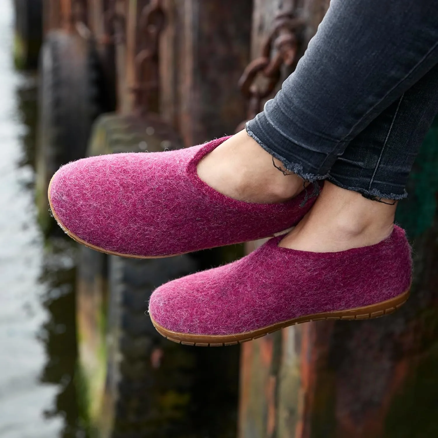 Glerups 100% Gotland Sheep Wool Shoe Slipper with rubber sole - Unisex