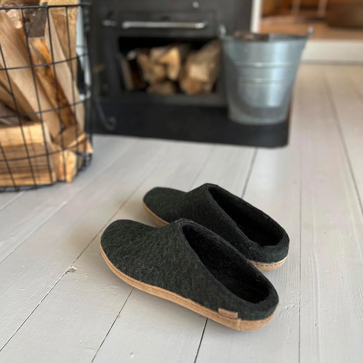 Glerups 100% Gotland Sheep Wool Slipper with leather sole - Unisex Slip-on