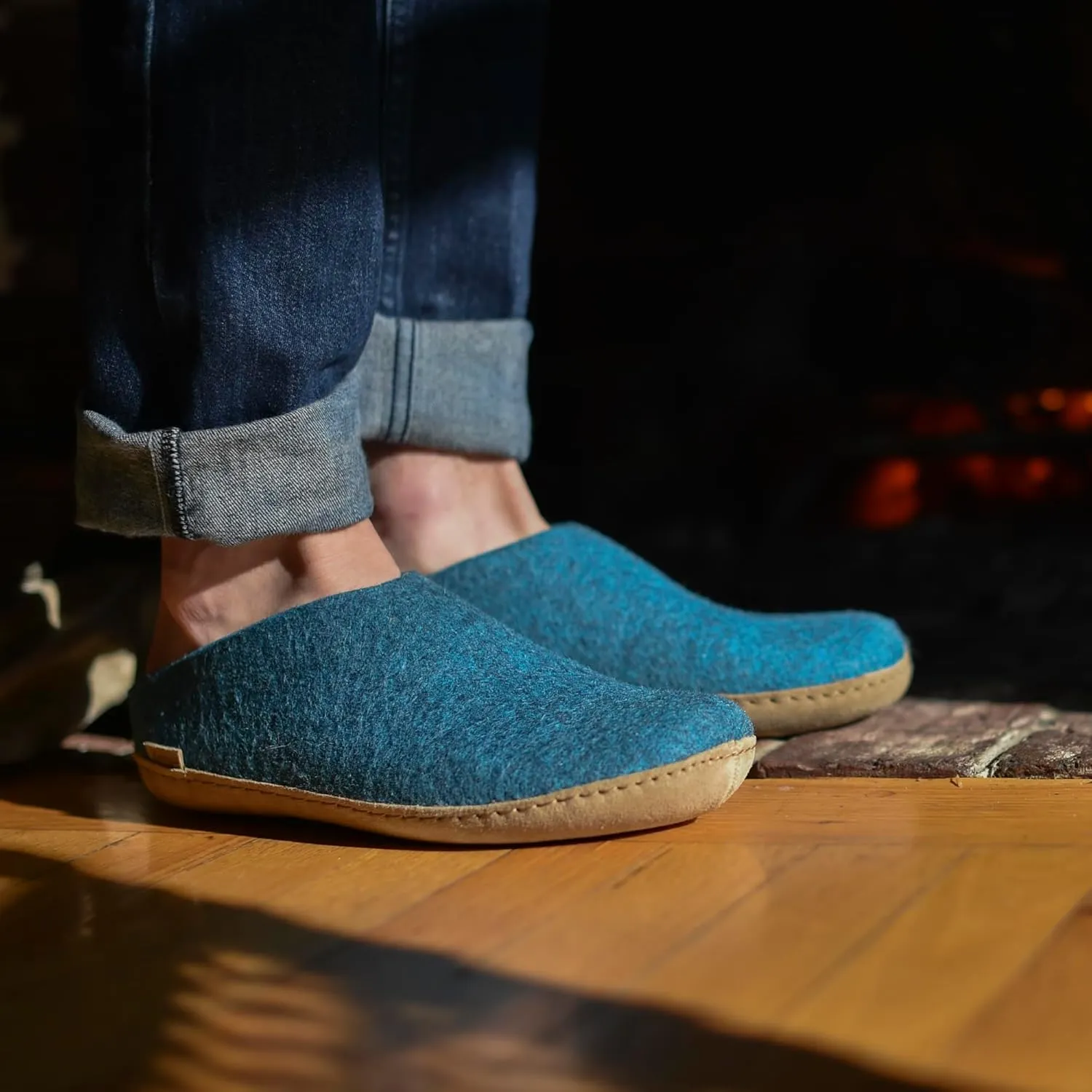 Glerups 100% Gotland Sheep Wool Slipper with leather sole - Unisex Slip-on