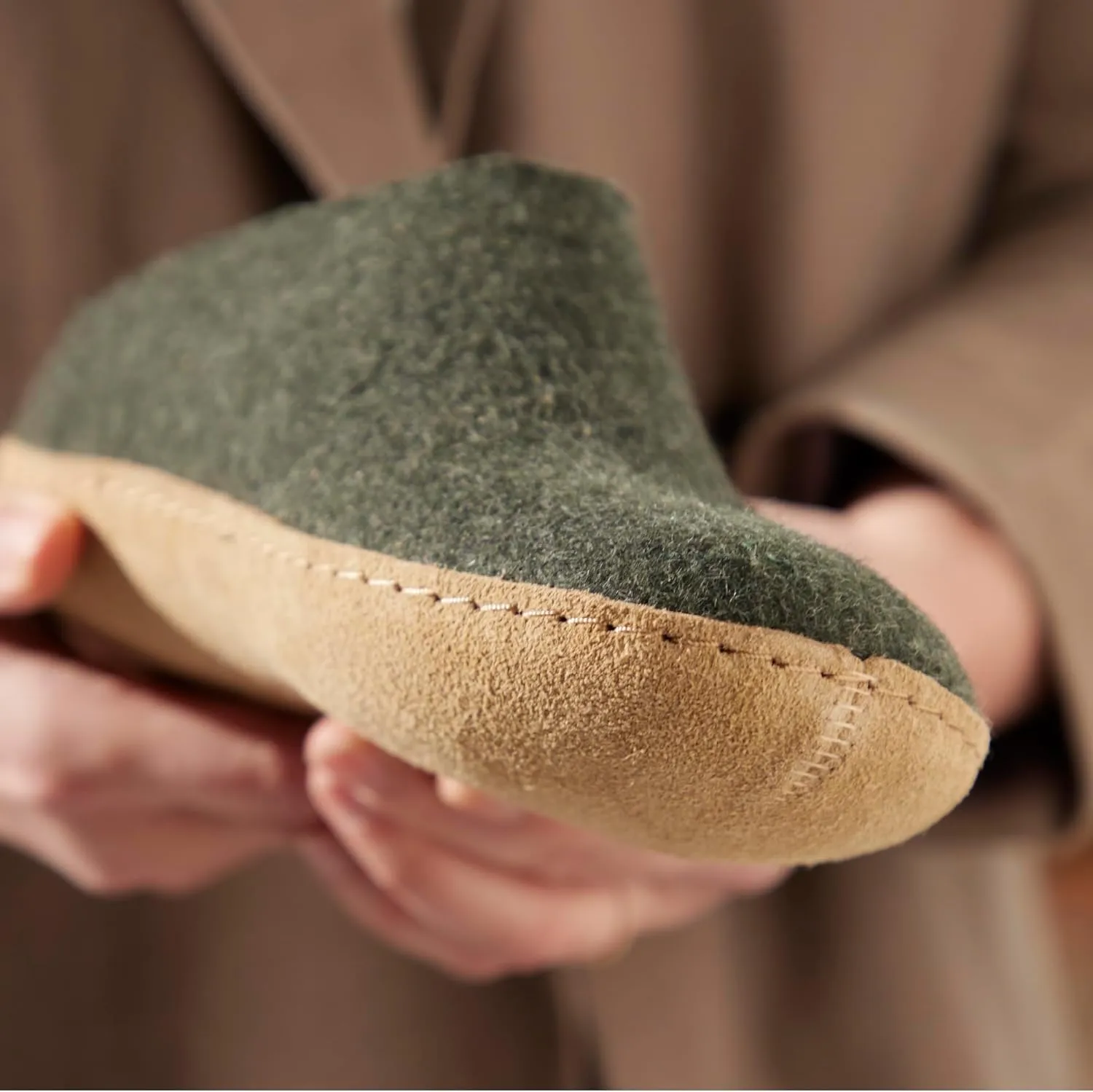 Glerups 100% Gotland Sheep Wool Slipper with leather sole - Unisex Slip-on