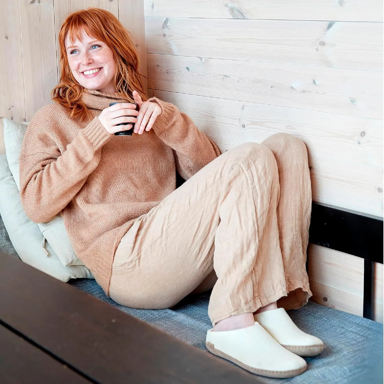 Glerups 100% Gotland Sheep Wool Slipper with leather sole - Unisex Slip-on