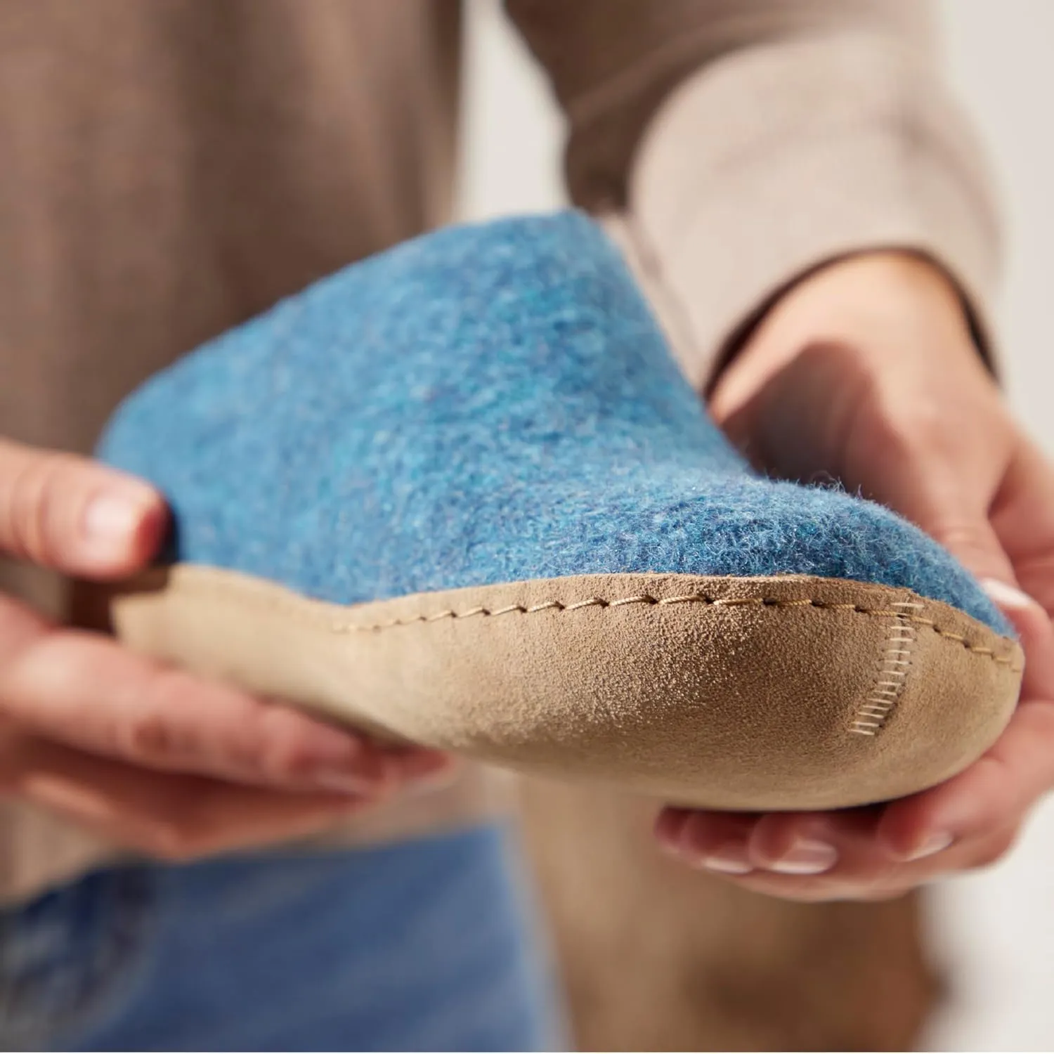 Glerups 100% Gotland Sheep Wool Slipper with leather sole - Unisex Slip-on