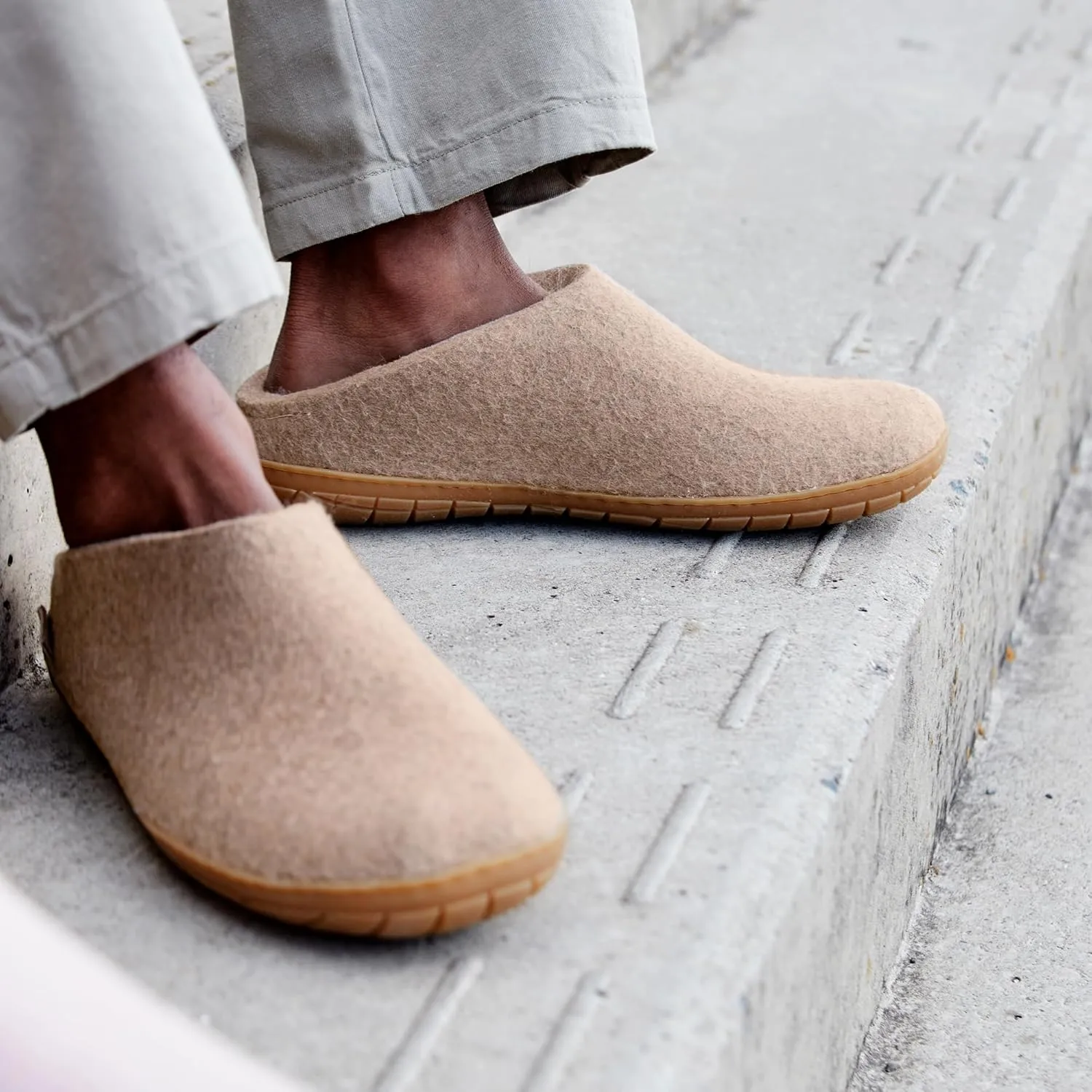 Glerups 100% Gotland Sheep Wool Slipper with rubber sole - Unisex Slip-on