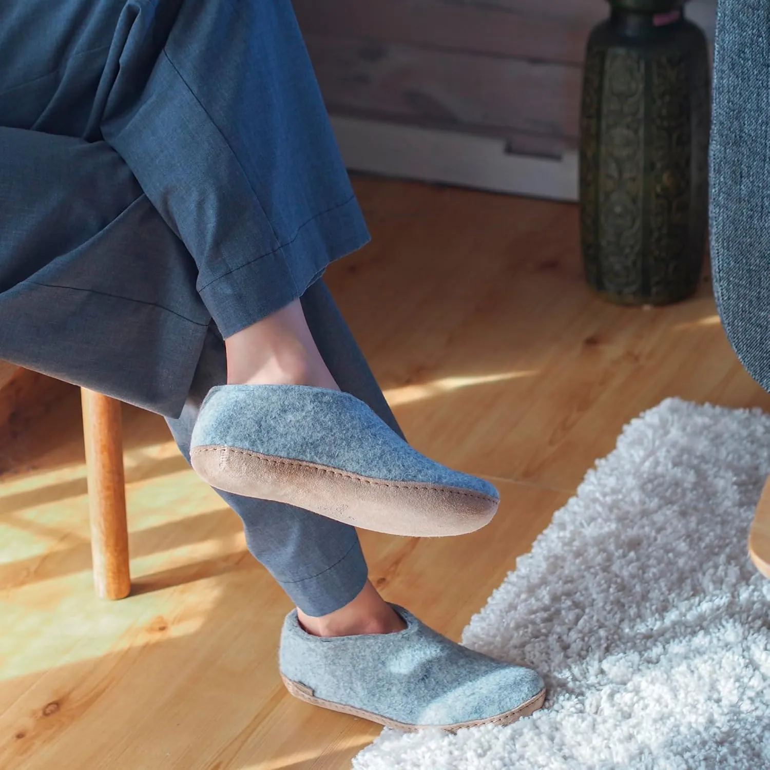 Glerups 100% high quality wool mix Boot Slipper with leather sole - Unisex