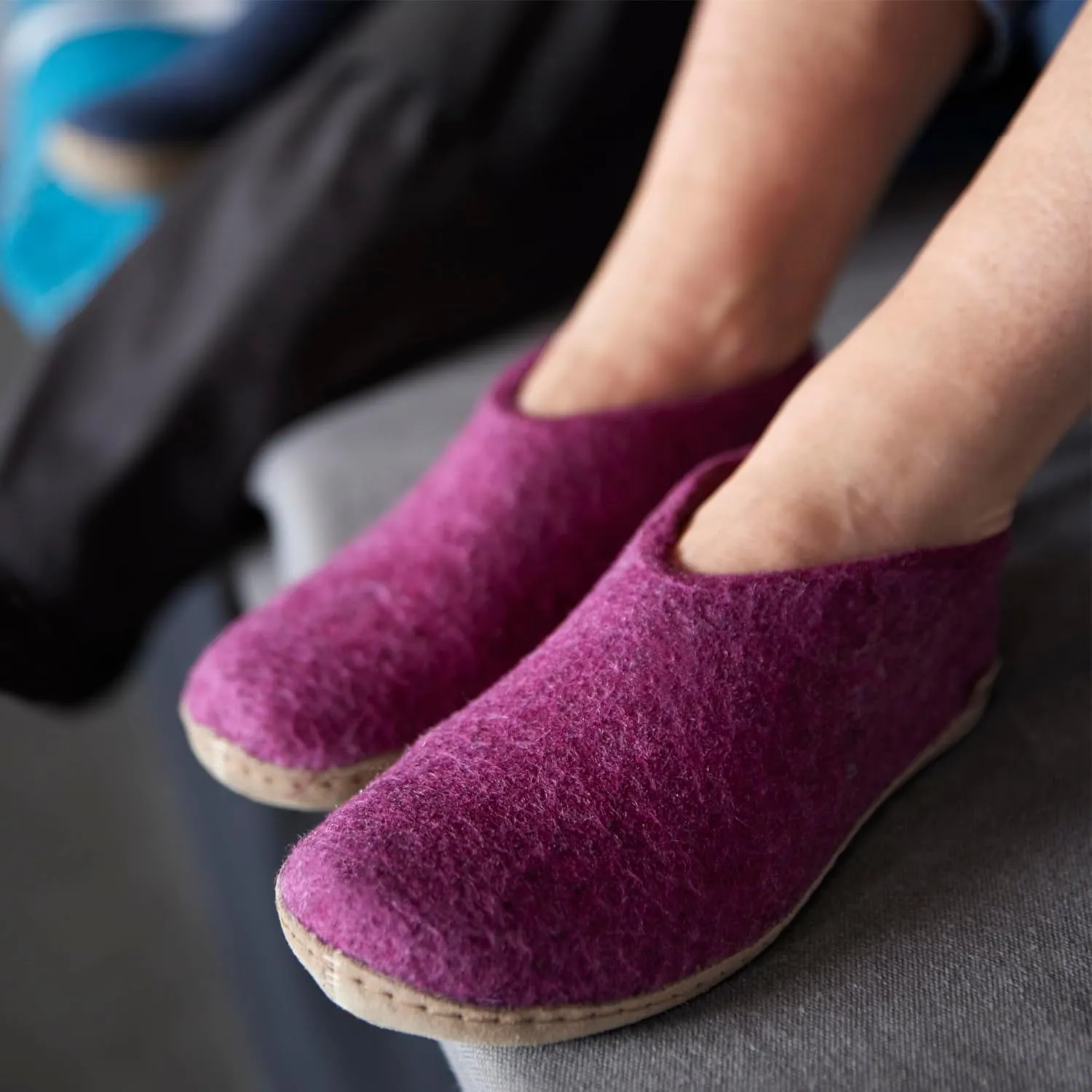 Glerups 100% high quality wool mix Slipper with leather sole - Unisex Slip-on