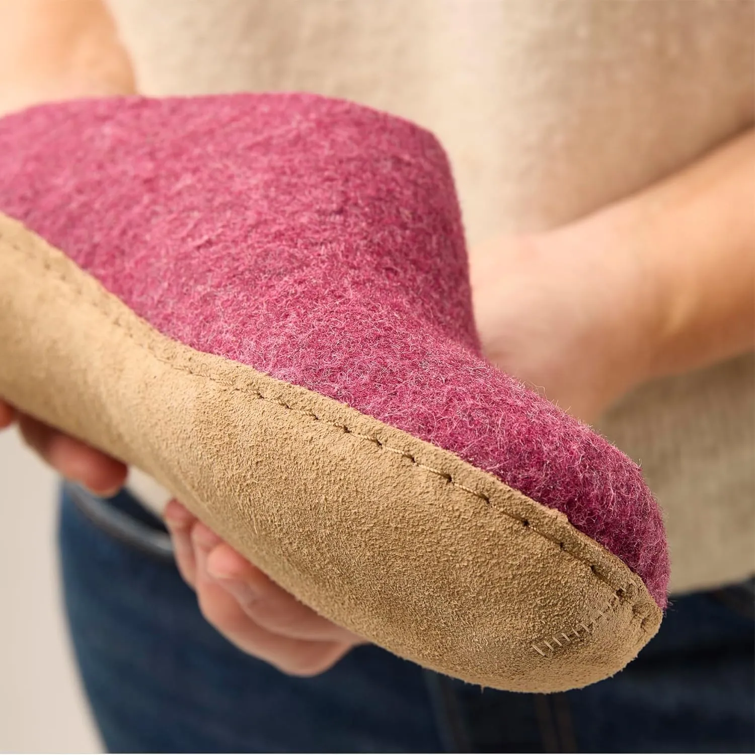 Glerups 100% high quality wool mix Slipper with leather sole - Unisex Slip-on