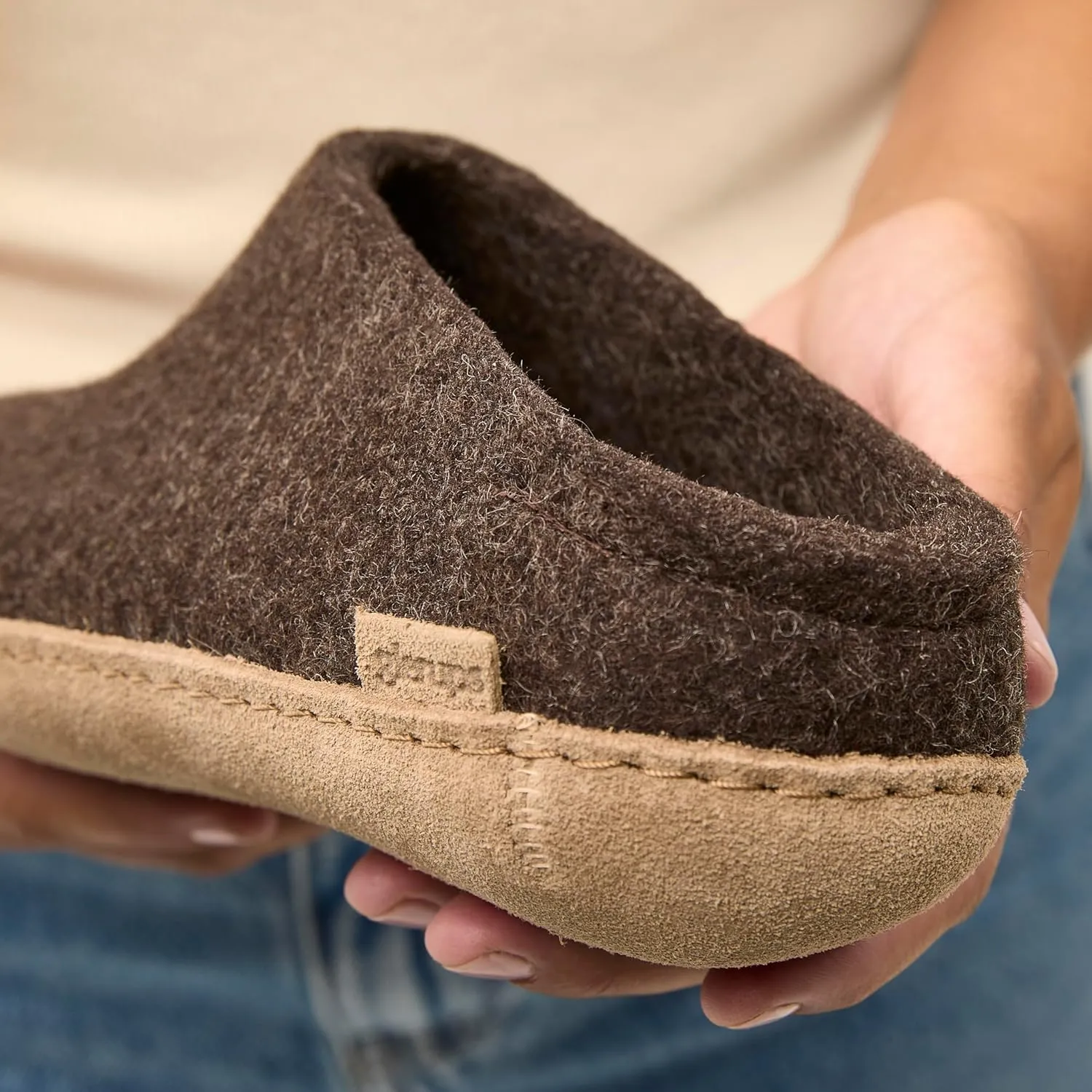Glerups 100% high quality wool mix Slipper with leather sole - Unisex Slip-on