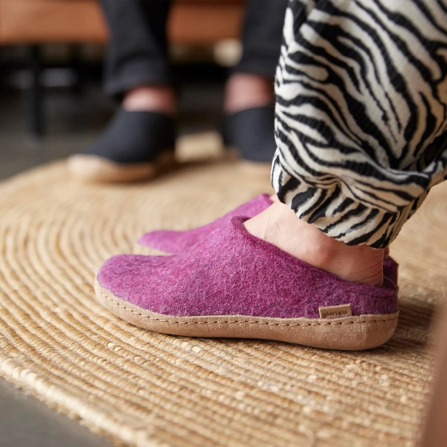 Glerups 100% high quality wool mix Slipper with leather sole - Unisex Slip-on