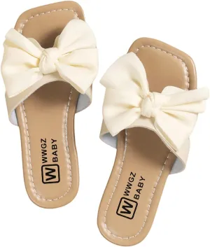 GORGLITTER Girl's Slip on Sandals Bow Sandals Round Open Toe Beach Sandals