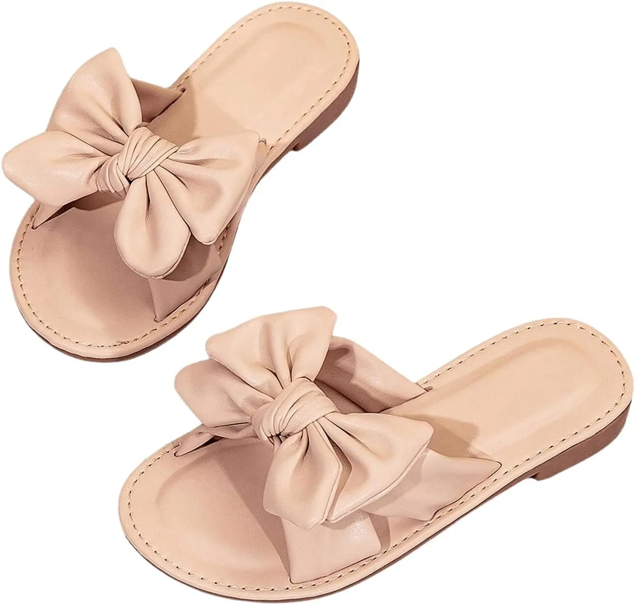 GORGLITTER Girl's Slip on Sandals Bow Sandals Round Open Toe Beach Sandals