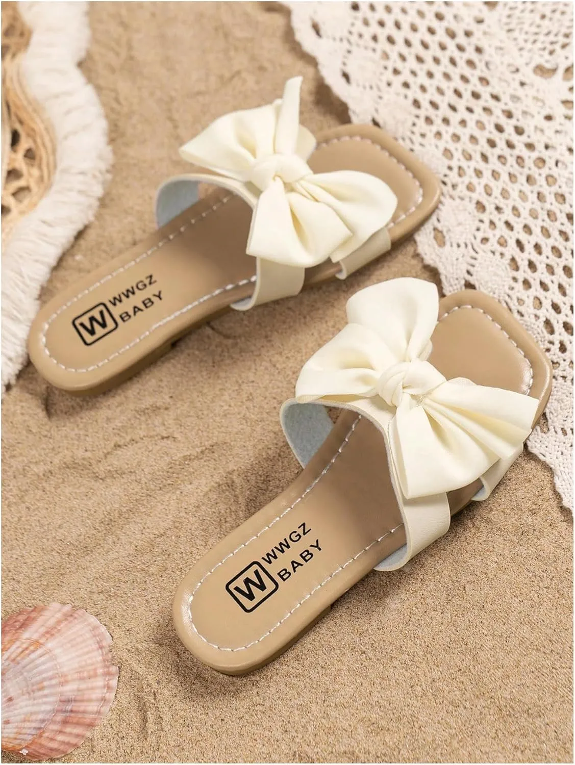 GORGLITTER Girl's Slip on Sandals Bow Sandals Round Open Toe Beach Sandals