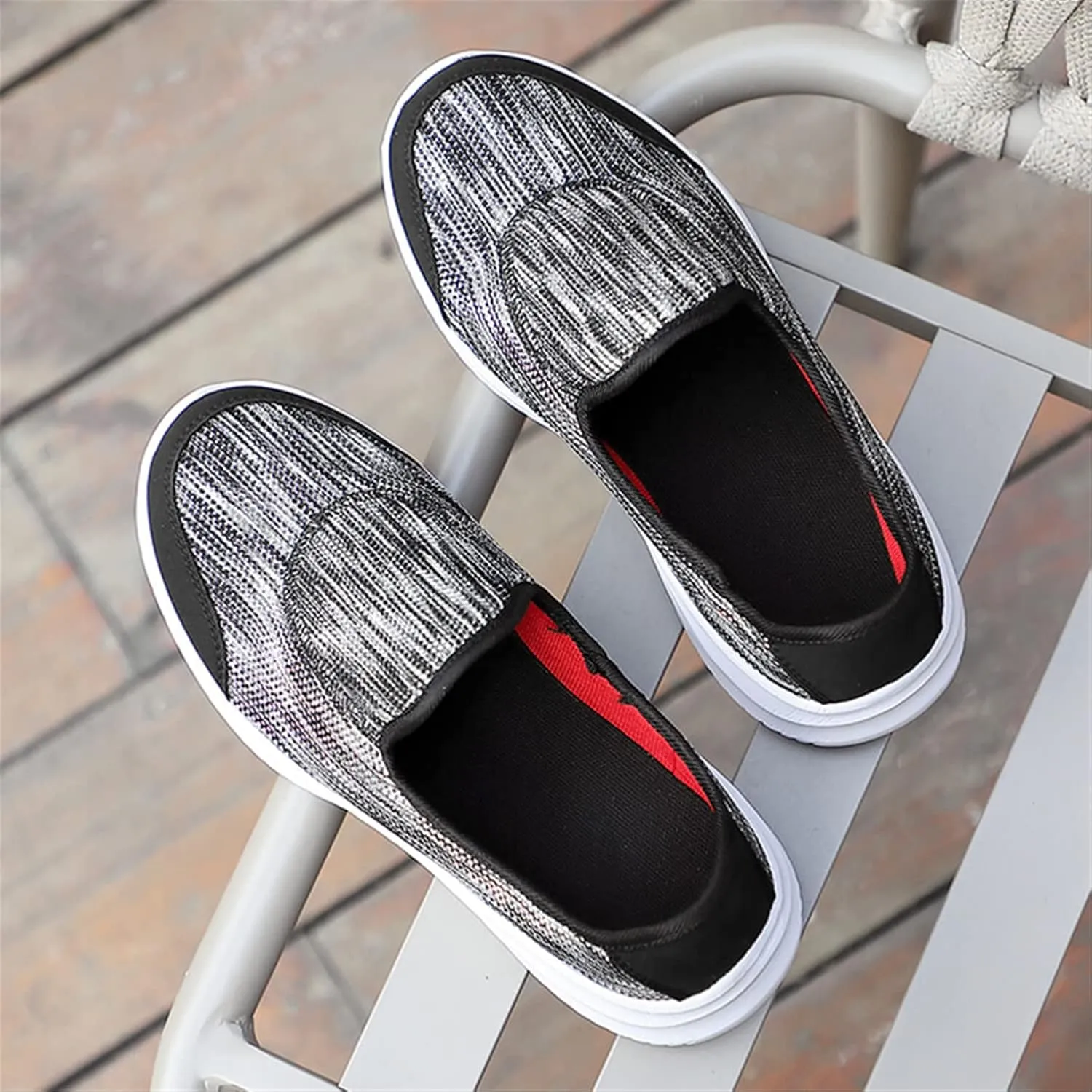GOSPT Women's Knit Slip on Loafers Lightweight Nurse Walking Flat Sneakers Work Shoes