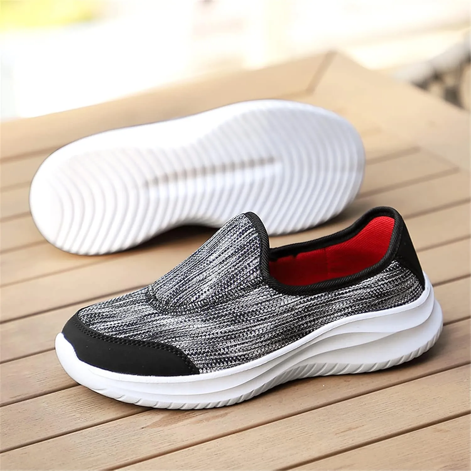 GOSPT Women's Knit Slip on Loafers Lightweight Nurse Walking Flat Sneakers Work Shoes