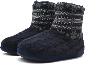 GPOS Knit Rock Wool Warm Men Indoor Pull on Cozy Memory Foam Slipper Boots Soft Rubber Sole