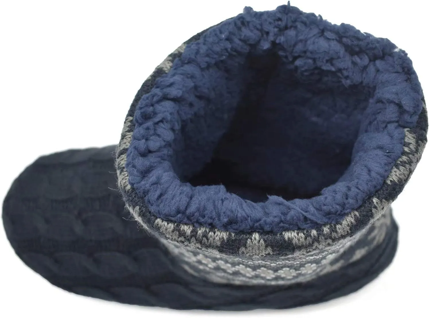 GPOS Knit Rock Wool Warm Men Indoor Pull on Cozy Memory Foam Slipper Boots Soft Rubber Sole