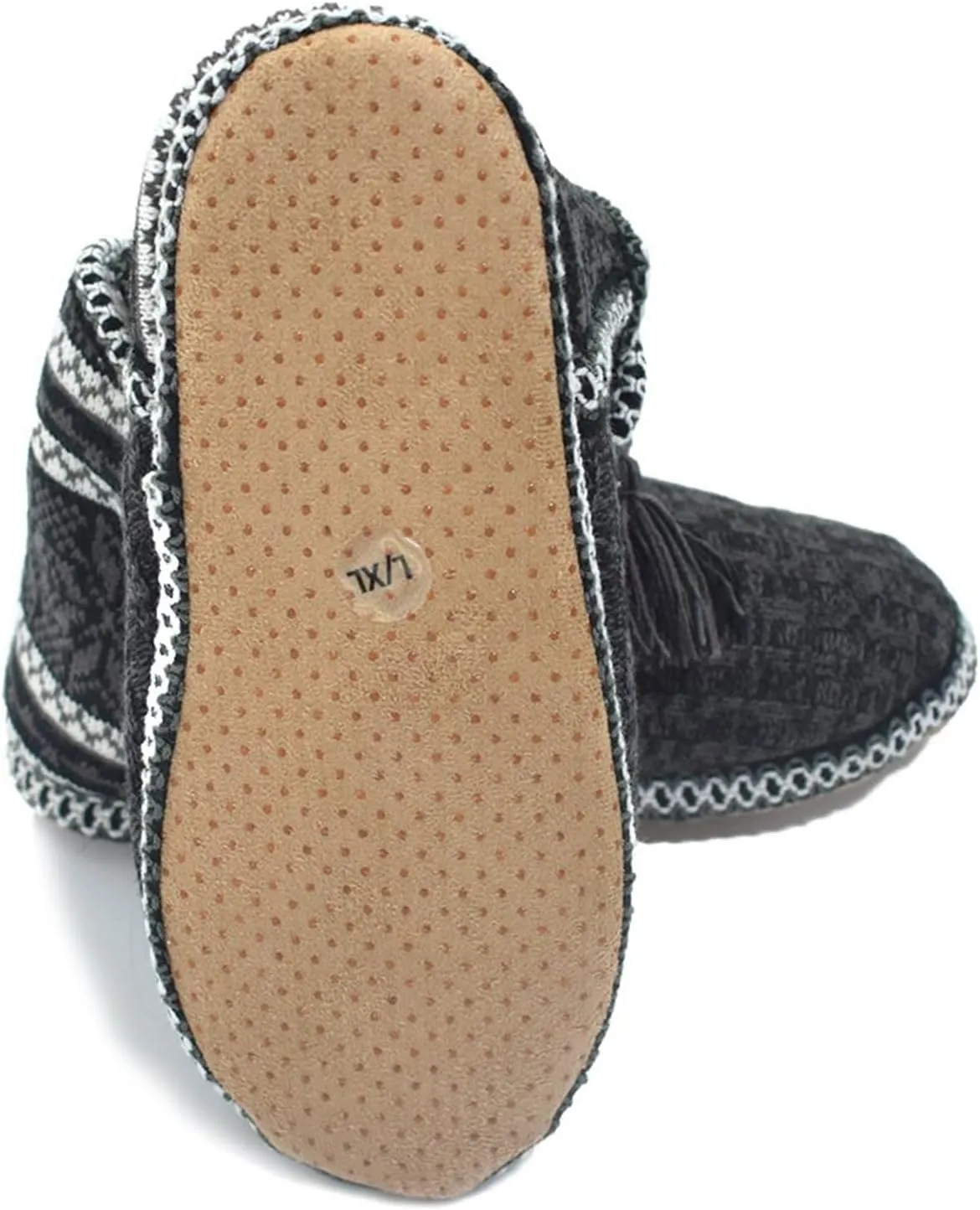 GPOS Women's Cashmere Knit House Slipper Booties Cotton Quilted Warm Indoor Ankle Boots
