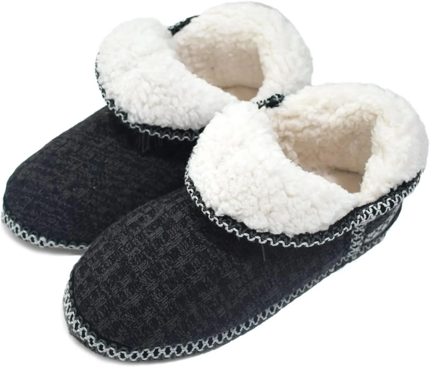 GPOS Women's Cashmere Knit House Slipper Booties Cotton Quilted Warm Indoor Ankle Boots