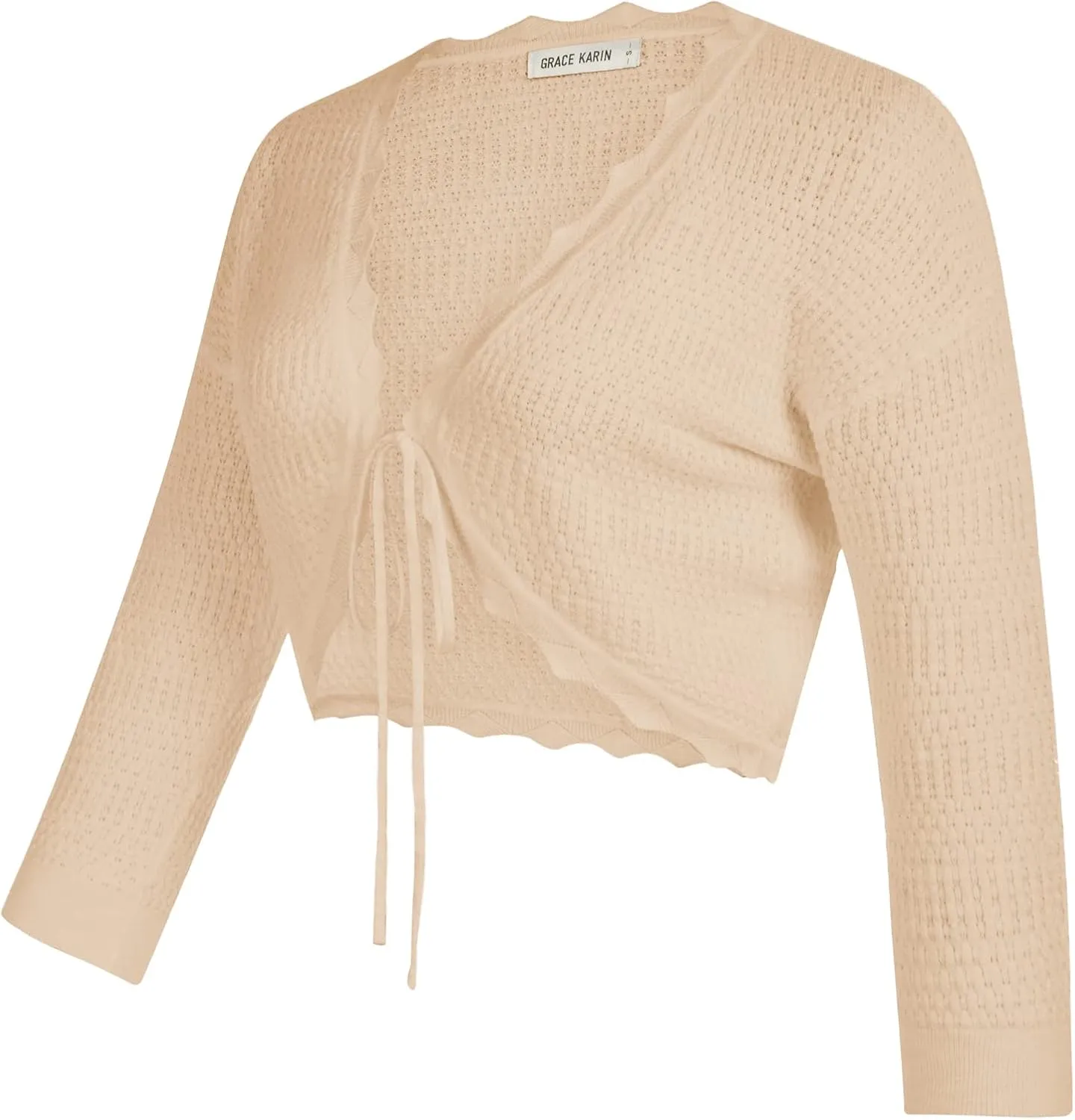 GRACE KARIN Women's 3/4 Sleeve Bolero Shrug Lightweight Open Front Cropped Cardigan Knit Shrugs for Dresses
