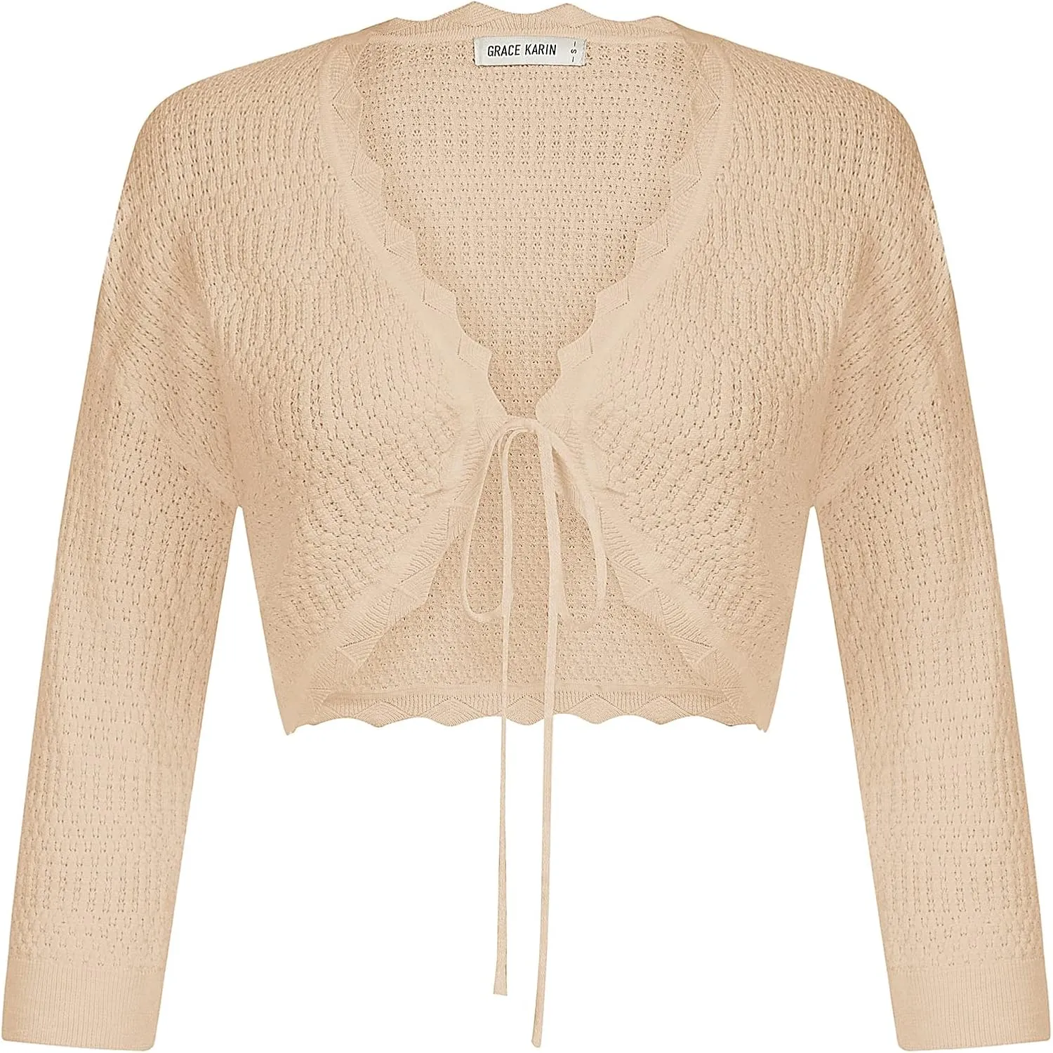 GRACE KARIN Women's 3/4 Sleeve Bolero Shrug Lightweight Open Front Cropped Cardigan Knit Shrugs for Dresses
