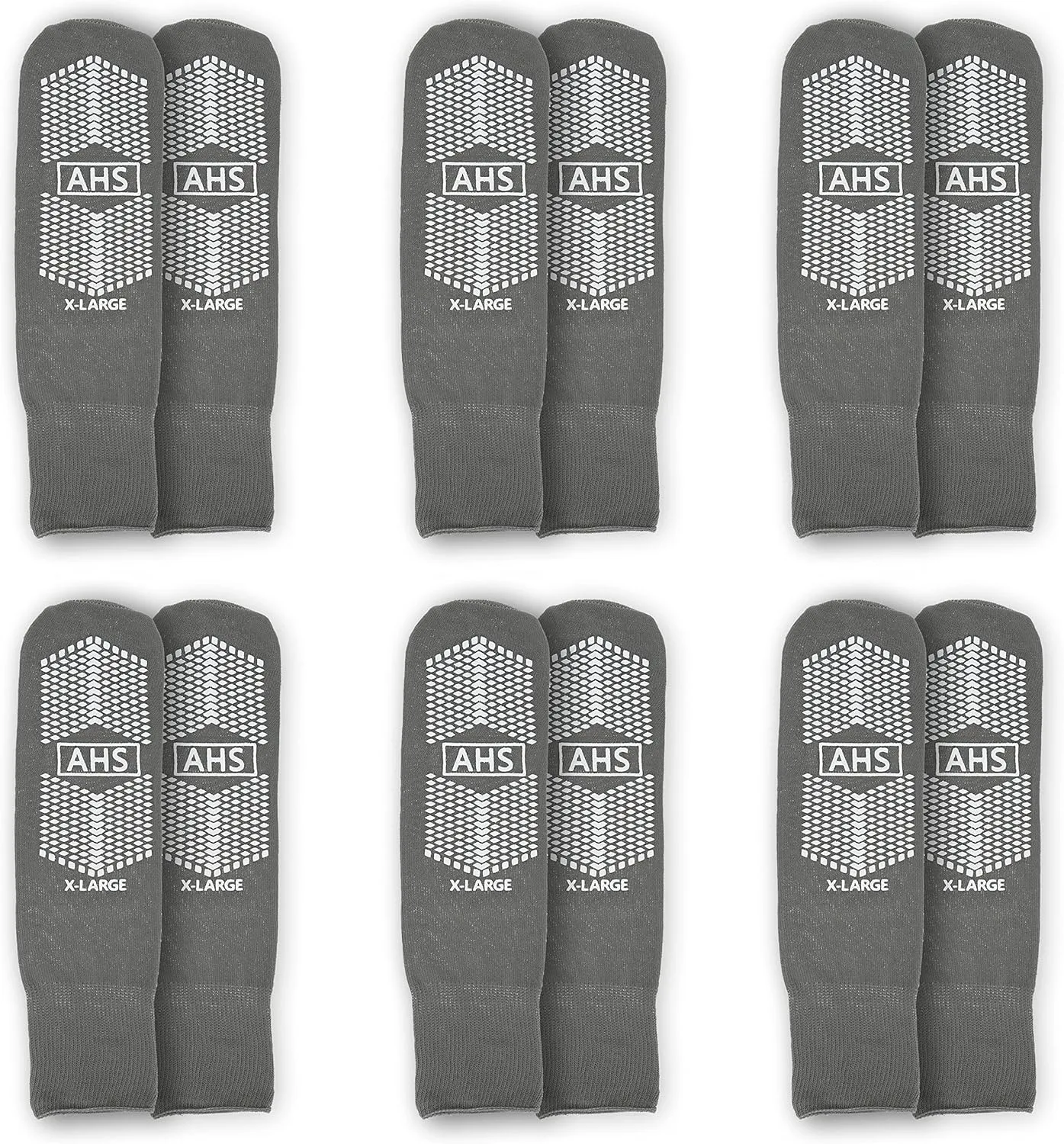 Grip Socks | X-Large Dual Treaded Hospital Socks with Elastic Cuff Grip Socks for Women and Men Slipper Socks | Gray Non Skid Socks Case of 48 Pairs