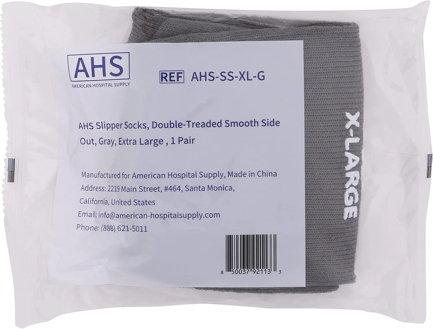 Grip Socks | X-Large Dual Treaded Hospital Socks with Elastic Cuff Grip Socks for Women and Men Slipper Socks | Gray Non Skid Socks Case of 48 Pairs