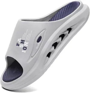 GSLMOLN Slippers Slides for Men, Non-Slip Cloud Slides House Bedroom Shoes Shower Quick Drying Sandals Indoor and Outdoor