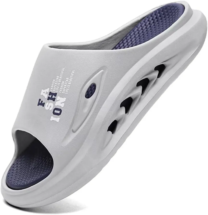 GSLMOLN Slippers Slides for Men, Non-Slip Cloud Slides House Bedroom Shoes Shower Quick Drying Sandals Indoor and Outdoor