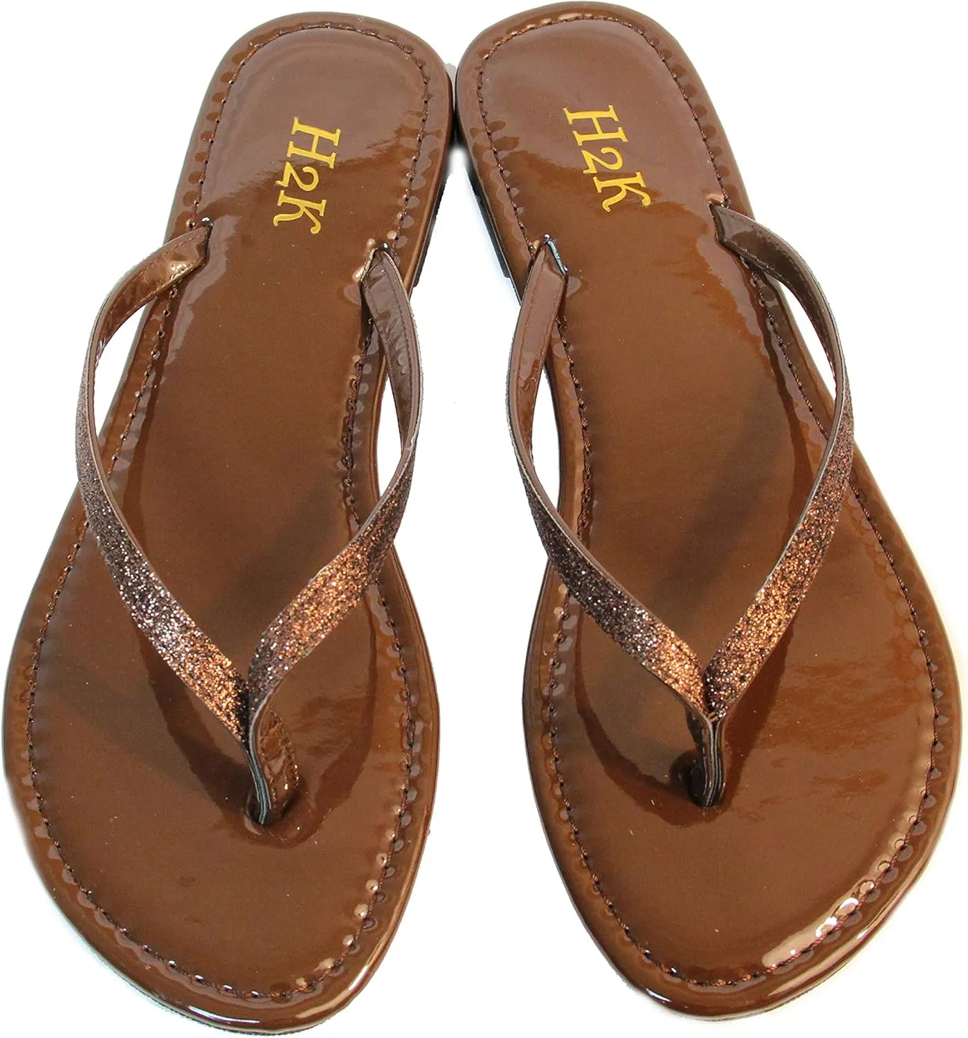 H2K Women's Glitter Flat Thong Sandal