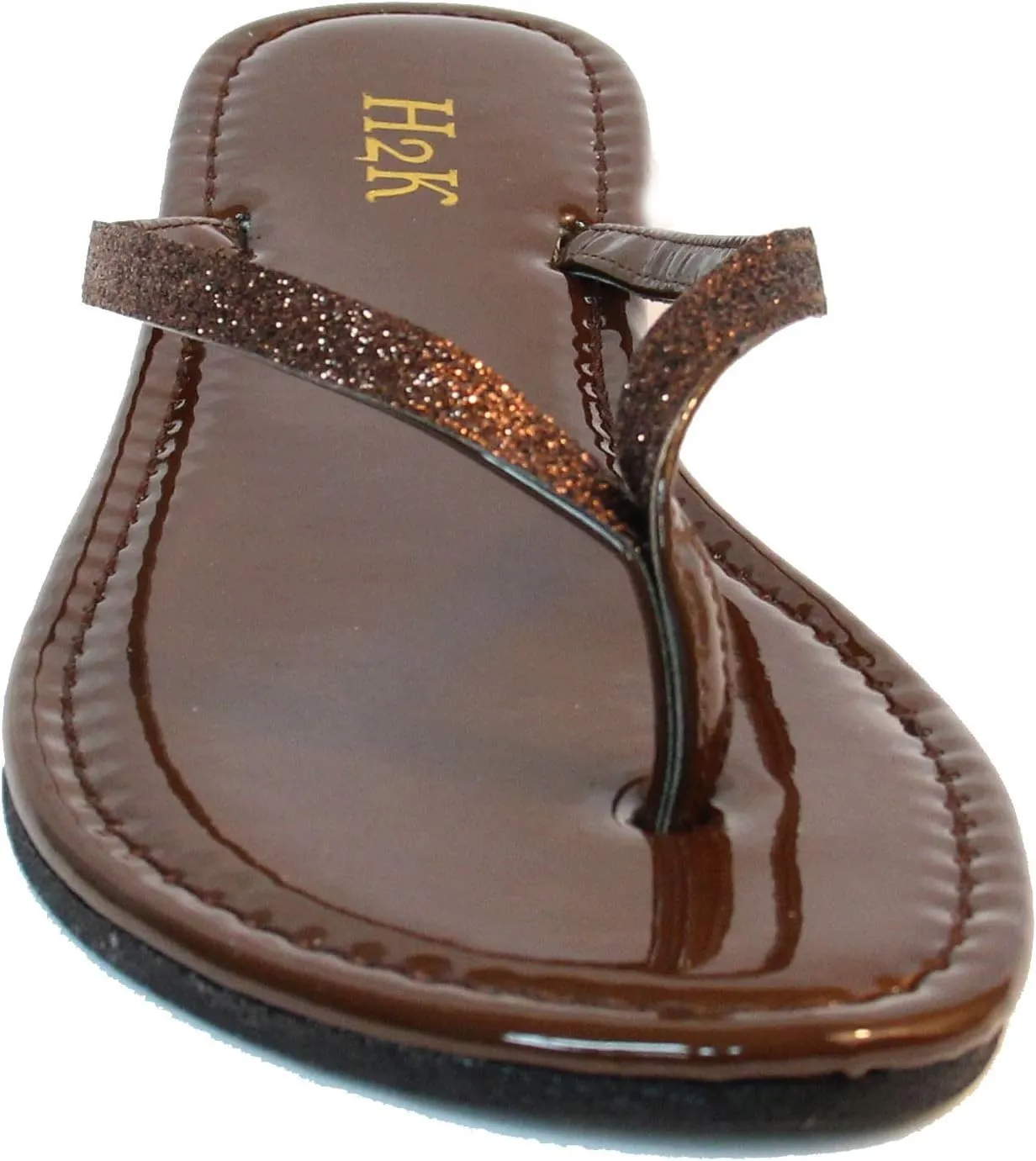 H2K Women's Glitter Flat Thong Sandal