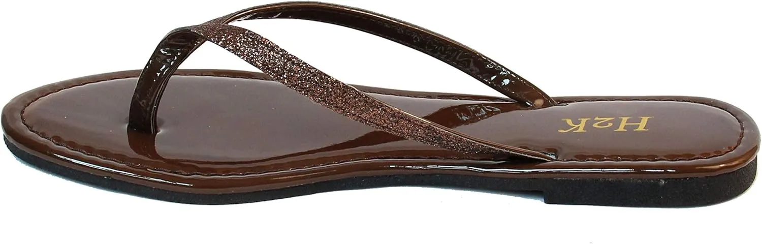 H2K Women's Glitter Flat Thong Sandal