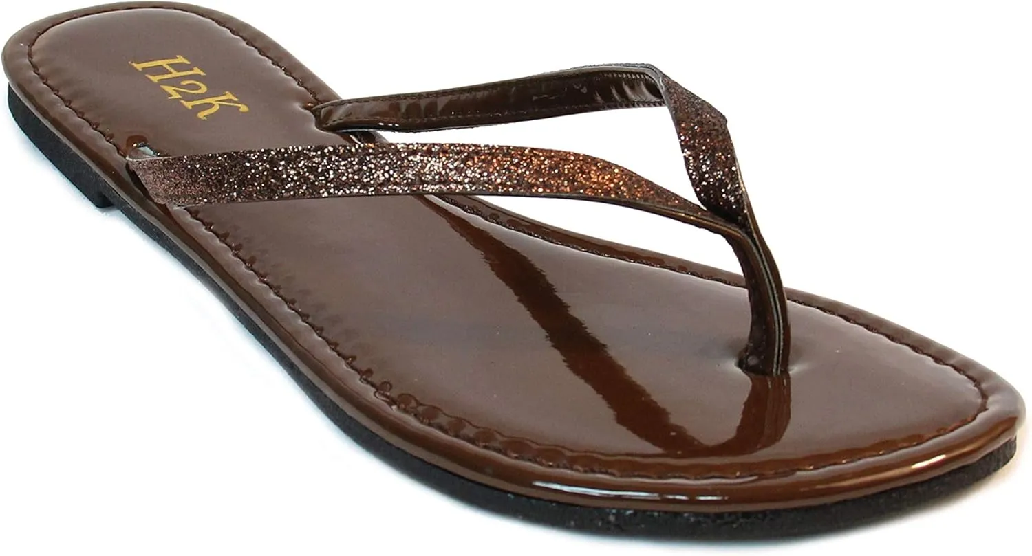 H2K Women's Glitter Flat Thong Sandal