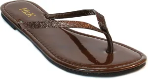 H2K Women's Glitter Flat Thong Sandal