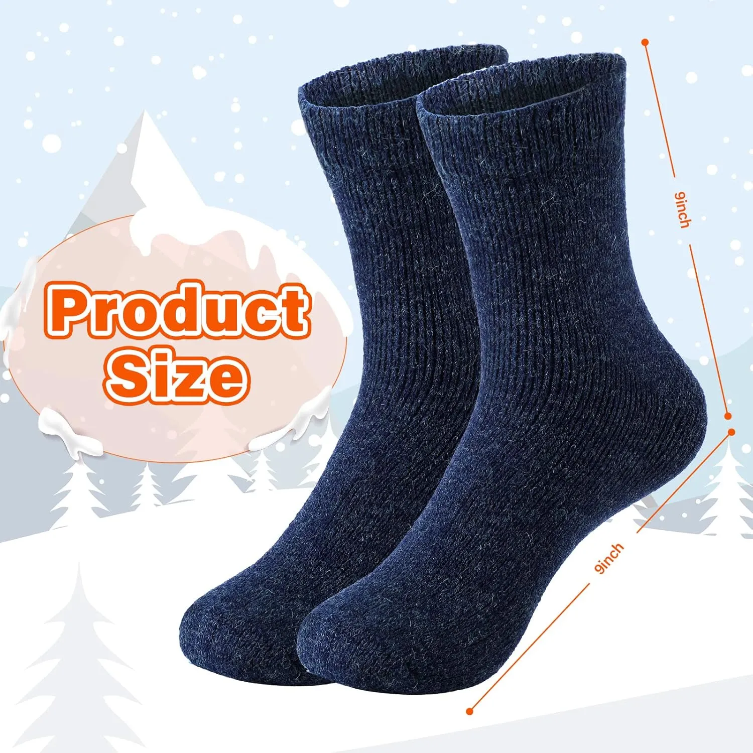 Handepo 20 Pairs Men's Wool Socks Bulk Thermal Winter Thick Cozy Interior Warm Boot Socks Gift for Women Men Christmas