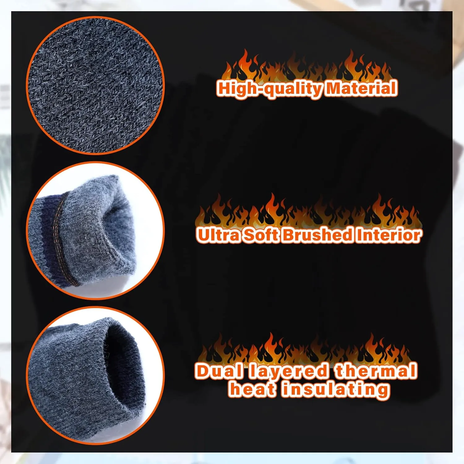 Handepo 20 Pairs Men's Wool Socks Bulk Thermal Winter Thick Cozy Interior Warm Boot Socks Gift for Women Men Christmas