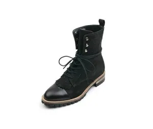 Handmade High Ankle Suede and Leather Combat Boots for Men