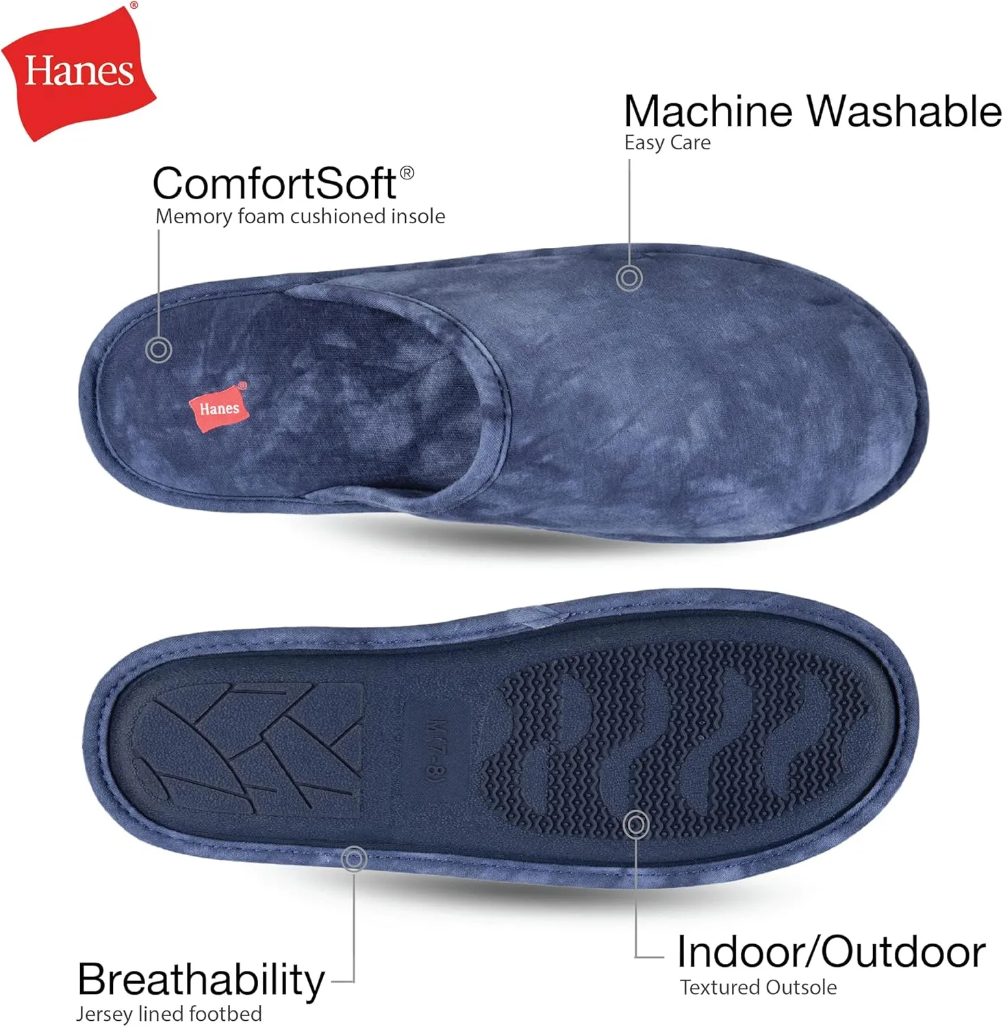 Hanes womens Comfort Cotton on Scuff With Memory Foam and Anti-skid Sole Slipper