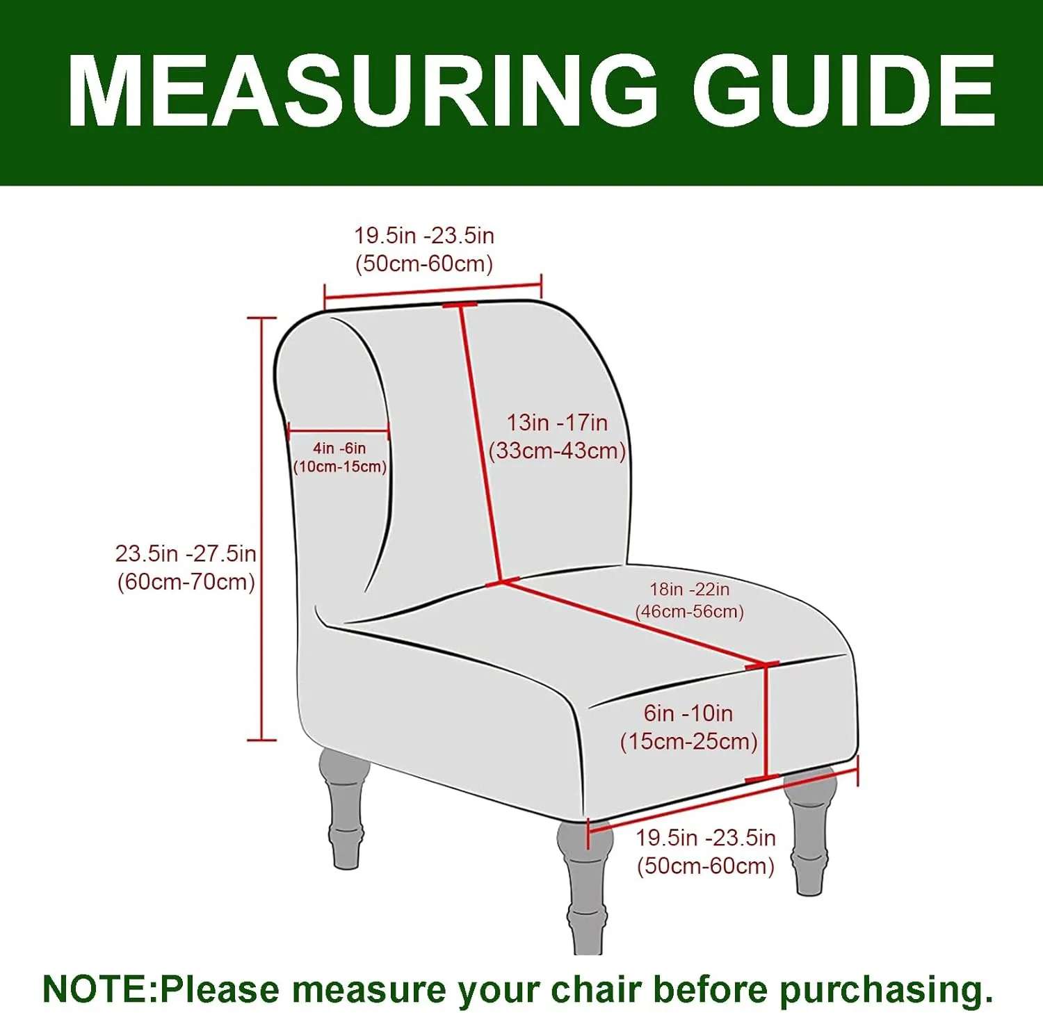 HAOYONG Christmas Armless Accent Chair Cover, Stretch Chair Slipcover Soft Slipper Chair Covers Furniture Protector Covers for Living Dining Room Hotel