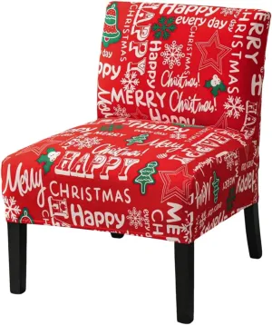 HAOYONG Christmas Armless Accent Chair Cover, Stretch Chair Slipcover Soft Slipper Chair Covers Furniture Protector Covers for Living Dining Room Hotel