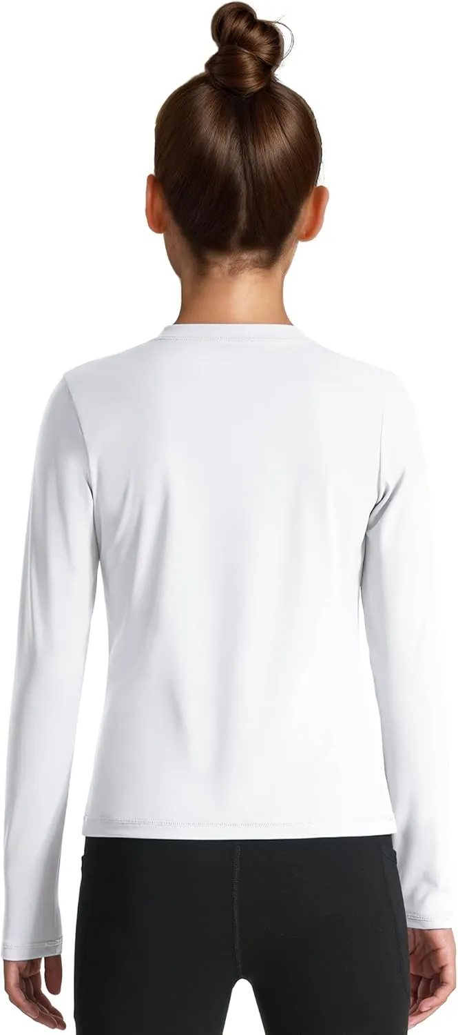 HASMES Girls Long Sleeve Athletic Shirts Active Quick Dry Lightweight Clothes Kids Teens Sports Tees Yoga Basic Tops
