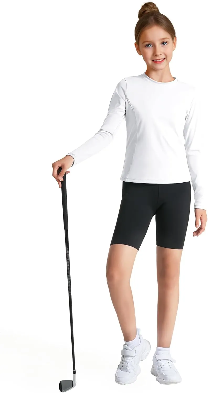 HASMES Girls Long Sleeve Athletic Shirts Active Quick Dry Lightweight Clothes Kids Teens Sports Tees Yoga Basic Tops