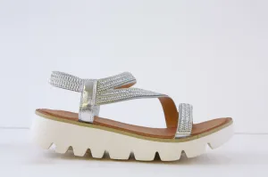 HEAVENLY FEET - FRESCO FLAT FASHION SANDAL - SILVER