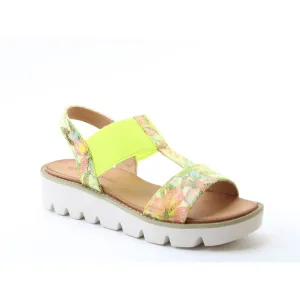 Heavenly Feet Ritz Ladies Lightweight Chunky Sandal Floral Lime VEGAN FRIENDLY