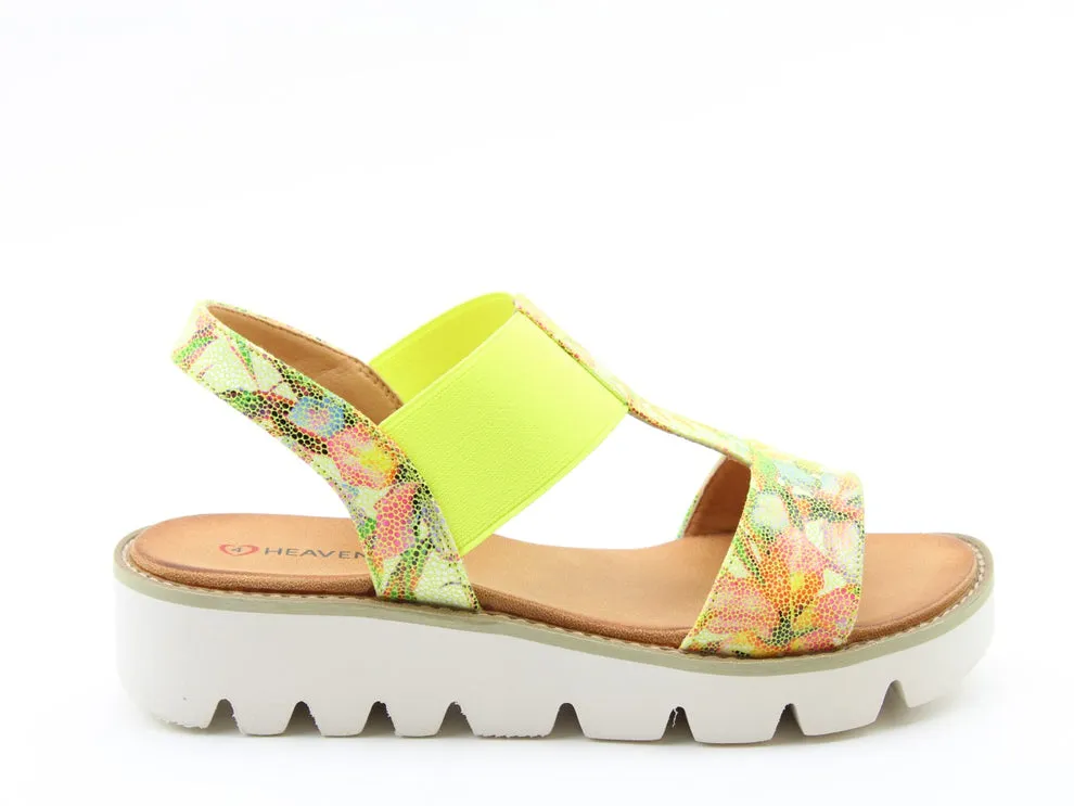 Heavenly Feet Ritz Ladies Lightweight Chunky Sandal Floral Lime VEGAN FRIENDLY